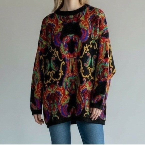 Creative Force Sweaters - Vintage Creative Force Sweater Women Large Black Abstract Artsy Colorful Teacher